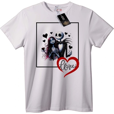 NOONEBRAND Тениска Кошмар преди Коледа Любов - L, White
