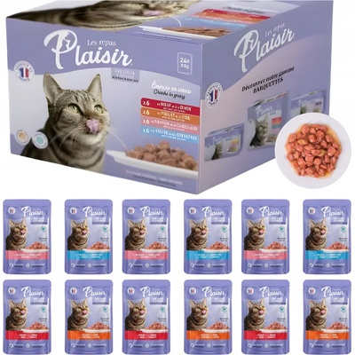 Mokré krmivo Krmivo balení Plaisir mix chutí v omáčce 24 x 85 g