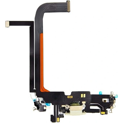 Flex kábel nabíjania iPhone 13 Pro Max - nabíjací konektor, mikrofón Farba: Biela - strieborná