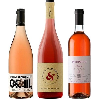 Château de Roquefort Corail 13,5% a Jasci & Marchesani Cerasuolo D’Abruzzo DOC Biologico 12,5% a Buondonno Rosato Toscana IGT 13% 3 x 0,75 l (set)