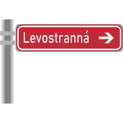 Dopravní značka Směrník jednostranný zleva IS22e Označení názvu ulice vpravo