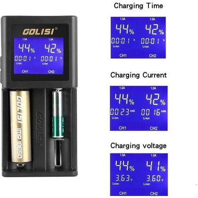 Golisi S2 2.0A inteligentná nabíjačka s LCD displejom