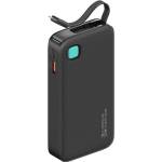 USAMS XY аварийно зарядно устройство с USB+Type-C изход, 10000mAh, LED дисплей + вграден Lightning кабел, ЧЕРНО (10KCD22501)