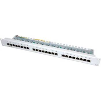 Image 1 of Roline Пач панел ROLINE 26.99. 0329, за шкаф 19", 24x порта, екраниран, Cat 5e, Class D, EIA/TIA 568B, светлосив (26.99.0329)