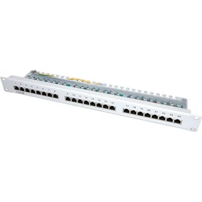Roline Пач панел ROLINE 26.99. 0329, за шкаф 19", 24x порта, екраниран, Cat 5e, Class D, EIA/TIA 568B, светлосив (26.99.0329)