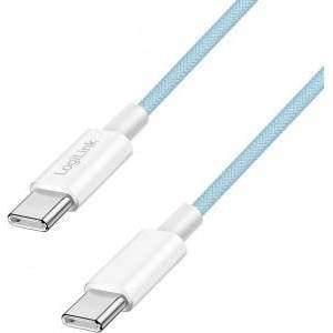 LogiLink USB 2.0 Type-C Cable C/M > C/M, Nylon, 60W blue 0.5m
