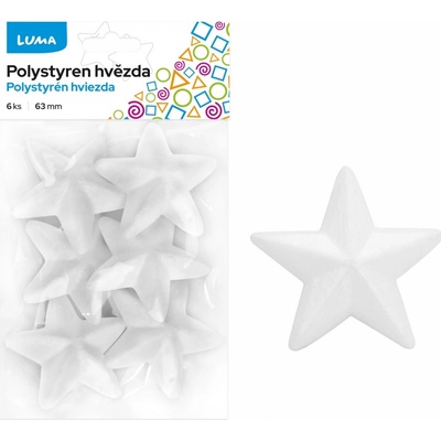 Polystyren Luma, Hvězda 63mm, 6ks v balení