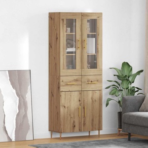 vidaXL Висок шкаф 2 бр. Дъб 69, 5 x 34 x 180 см Инженерна дървесина (3416053)