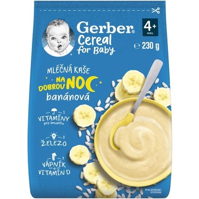 GERBER млечна каша зърнена бананова Лека нощ 230 г