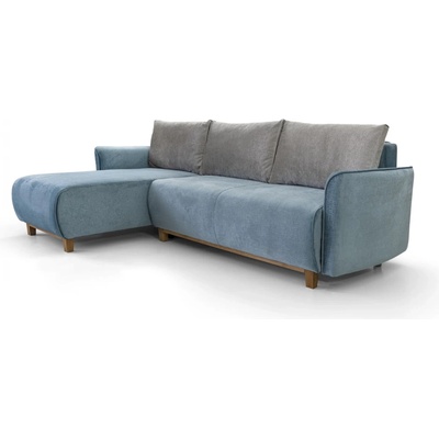 Kambo Ъглов Диван Родос, синьо и сиво, Velveto