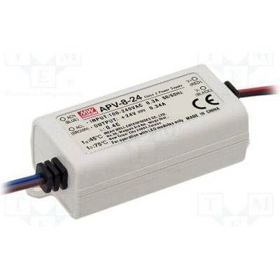 MEAN WELL APV-8-12 Napájecí zdroj: spínaný; LED; 8W; 12VDC; 0,67A; 90÷264VAC; IP42