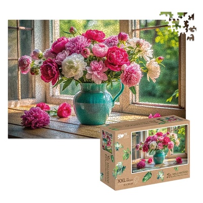 Milliwood Дървен пъзел Milliwood, Celebrating, 500 части - Цветя на прозореца (XXL-BlossomWindow-5043)