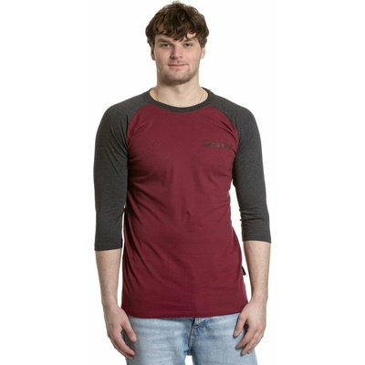 Meatfly мъжка тениска с дълъг ръкав Reagan Raglan Dark Wine / Charcoal Heather | Сива Meatfly | Siv | МЪЖЕ | S