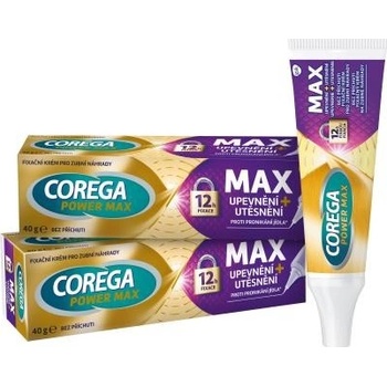 Corega Power Max Fixing + Sealing Duo fixačný krém pre pevné a tesné nosenie zubnej náhrady 2x40 g