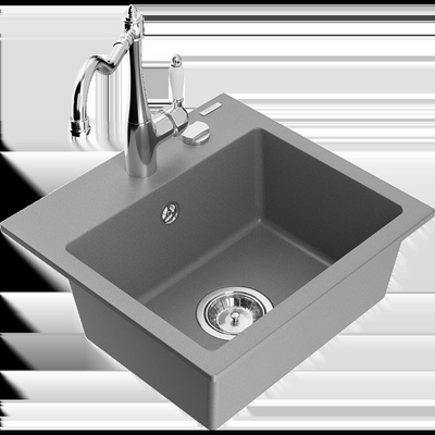 Milo гранитна мивка с едно корито с кухненски смесител Carla, сива (6505-71-670700-00)