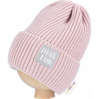 Baby Nellys Zimná čiapka Have Fun púdrová