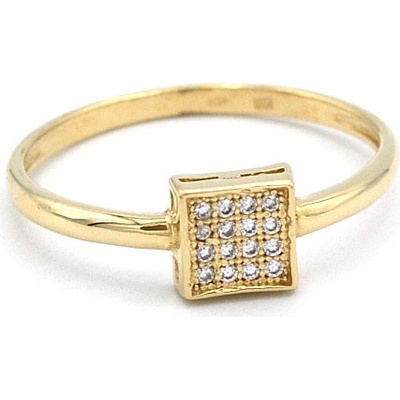 B&B Goldinvestic Zlatý prsten kostička se zirkony N3524