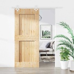 vidaXL Преплъзваща се врата 80 x 210 cm Естествено и бяло (3445108)