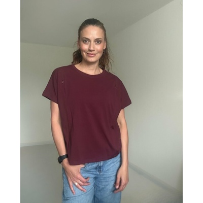 Tričko na dojčenie so zipsom Kira oversized bordové