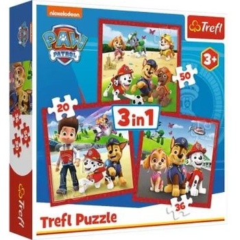 Trefl Trefl: Paw Patrol 3 в 1 Пъзел, Щастливи кучета - 20, 36, 50 части