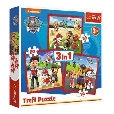 Trefl Trefl: Paw Patrol 3 в 1 Пъзел, Щастливи кучета - 20, 36, 50 части