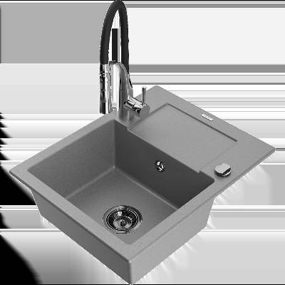 Enzo гранитна мивка с 1 отделение и сушилня, сив - 6506-71-73450-07-B (6506-71-73450-07-B)
