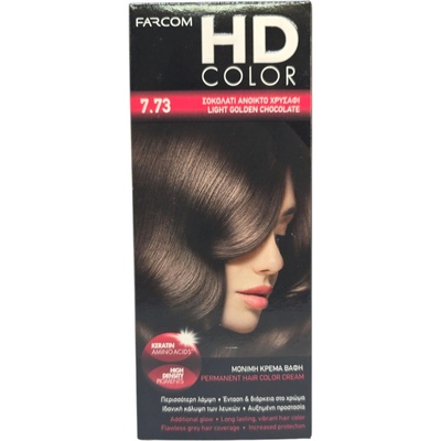 FARCOM HD color, Боя за коса, Номер 7.73, Light golden chocolate
