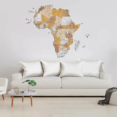 Drevená mapa Afriky 133,5 x 150 cm