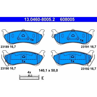 ATE 608005 Sada brzdových doštičiek 13.0460-8005.2