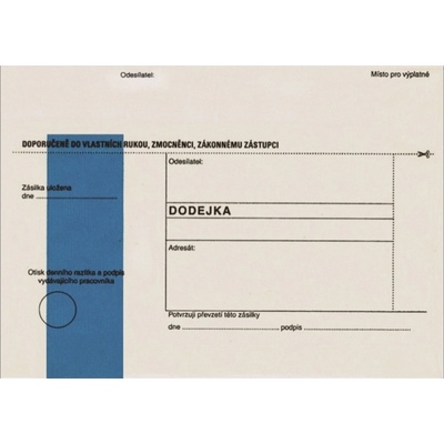 Obálka B6, 125x176 mm, dodejka, bez poučení, modrý pruh, recyklovaná, 1 000 ks
