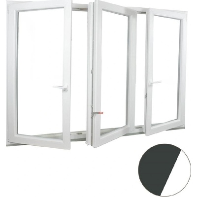 Aluplast Plastové okno trojkřídlé antracit/bílé 2000 x 1400 mm Dvojsklo Ug= 1,1