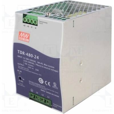 MEAN WELL TDR-480-24 Napájecí zdroj: spínaný; na lištu DIN; 480W; 24VDC; 20A; OUT: 1