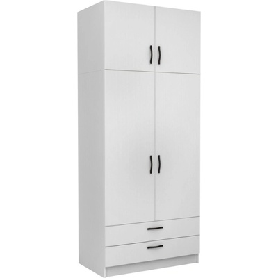 TopMebel Шкаф с две врати от меламин Victoria с шкафче в бял цвят 100x60x240см