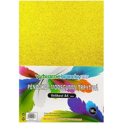 Pěnovka třpytivá A4, tl. ca 2mm - zlatá, 10ks