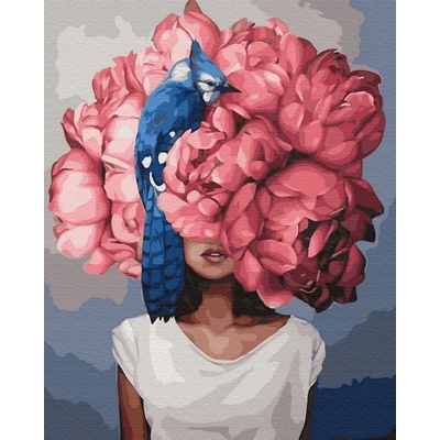 Norimpex - Puzzle Diamant painting: Woman with a flower head and a blue bird 30x40cm - 1 - 39 piese