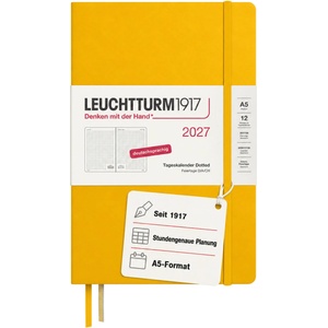 Leuchtturm1917 Daily Calendar 2027 Dotted Medium (A5) - German, Sunflower, 145 x 210 mm, January-December (12 months), 1 page per day, hourly grid 7: 00-22: 00, hardcover, 80 g/m2 paper - 400168 (400168)