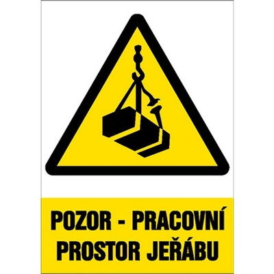 Značka Pozor – Pracovní prostor jeřábu, samolepicí fólie, 210 × 297 mm BZ FE380