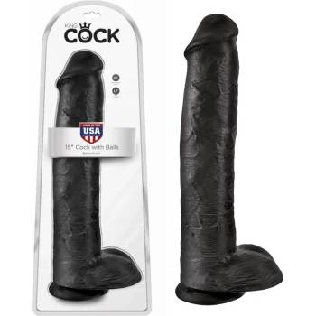 Пенис дилдо с вакуумна основа, 42см. - King Cock Black (PIPE553523)