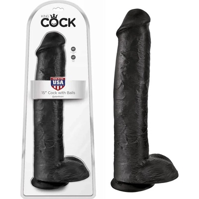 Пенис дилдо с вакуумна основа, 42см. - King Cock Black (PIPE553523)