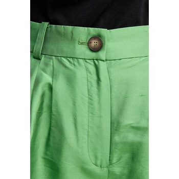 Luisa Spagnoli Копринен панталон Luisa Spagnoli в зелено с широка каройка, с висока талия 542165 (542165)