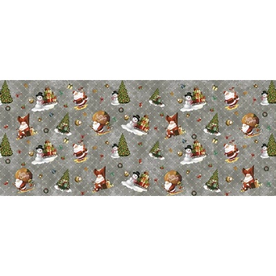Sanem Plastik 1334 PVC ubrus Florista Vánoční Santa šedá 120 cm x 140 cm