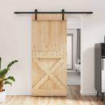 vidaXL Преплъзваща се врата 90 x 210 cm Естествено и черно (3444926)