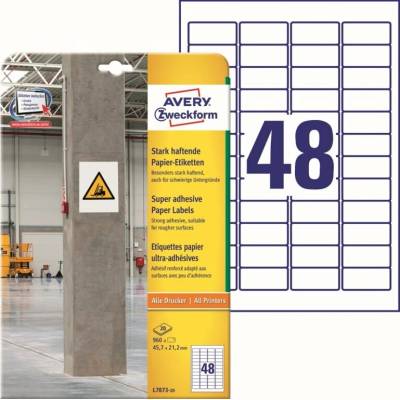 Avery Zweckform L7873-20 Super lepivé etikety 45,7x21,2mm 960 ks bílá – Zboží Dáma