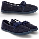 Detské čipkované tenisky s mašľou tmavomodré