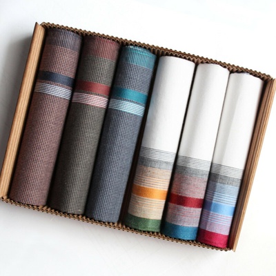 Ëtex Pánské látkové kapesníky v dárkové krabičce - 6 kusů M50-1 barevné