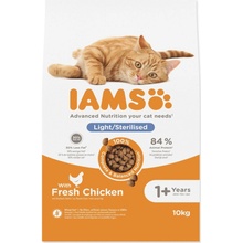 Iams for Vitality Light in Fat Cat Food with Fresh Chicken 10 kg