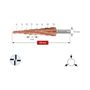 Karnasch Стъпално свредло Ø 6-20 mm (x10 mm), HSS-XE с покритие Titan-Tec POWERCUT10 PRO (1366)