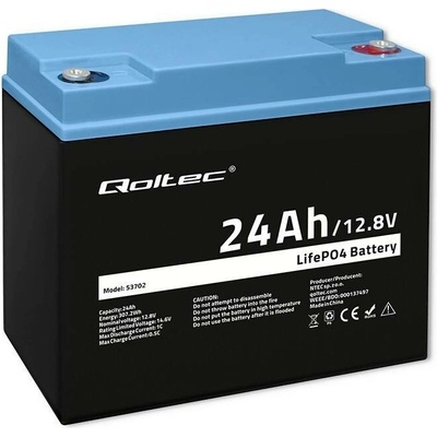Qoltec LiFePO4 lithium-železitý fosfátový akumulátor 12,8 V 24 Ah 307,2 Wh BMS