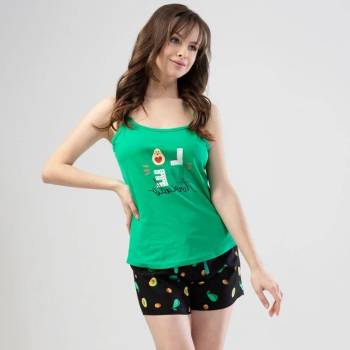 Image 1 of Лятна пижама в зелено и черно с авокадо и надпис