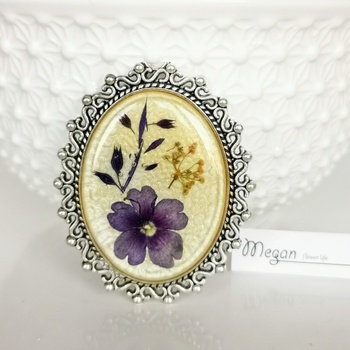 Meganflo Голяма брошка - колие Синя върбинка